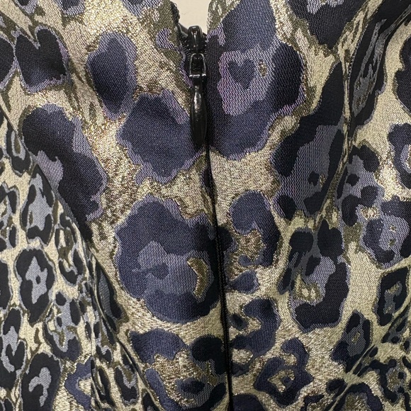 NWT Aidan by Aidan Mattox Black and Cream Leopard Dress 0 off the shoulder - Picture 6 of 9